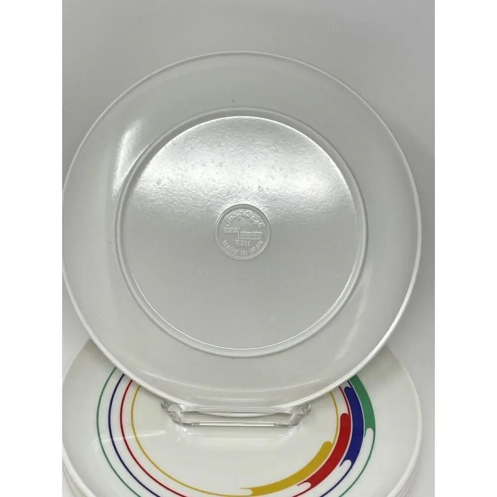 Vintage Idea Dishes Rainbow Hi Fi Primary Melamine Plastic Plates 9.25” Set Of 6